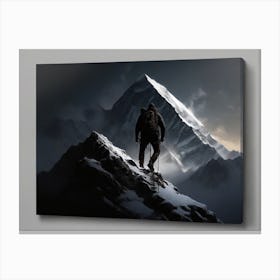 Man On Top Of Mountain Canvas Print