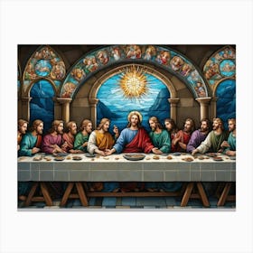 Stained Glass of Jessus Last Supper Canvas Print