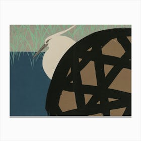 Japanese Ukiyo-E Heron Canvas Print