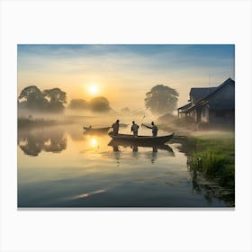 Sunrise On The River paintings art print Canvas Print