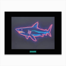 Neon Sign Inspired Shark 2 Poster Canvas Print