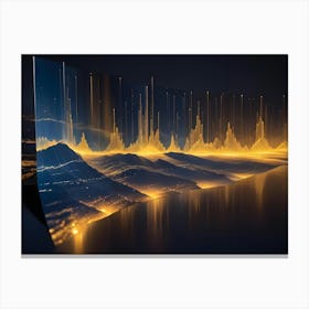 A 3d Rendering Of A City Skyline At Night Canvas Print