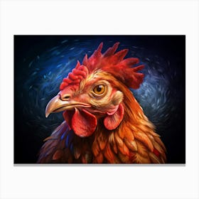 Close Up Portrait Of A Rooster Canvas Print