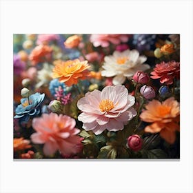 Dahlias Paintings Art Print Canvas Print