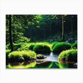 Green Forest River Canvas Print