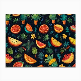 Tropical Fruit Pattern Canvas Print