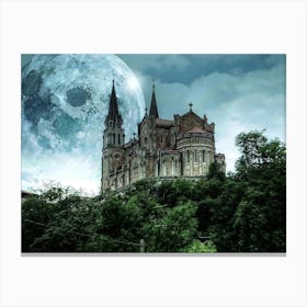 Full Moon Over A Church Canvas Print