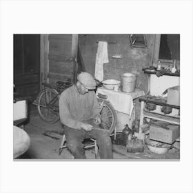 Beet Worker Sharpening Topping Knife, East Grand Forks, Minnesota By Russell Lee Canvas Print