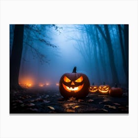 Halloween Pumpkins In The Woods 1 Canvas Print