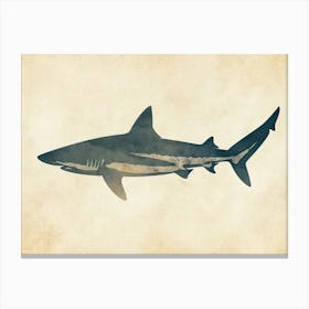 Pelagic Thresher Shark Grey Silhouette 4 Canvas Print