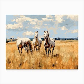 Horses Painting In Maasai Mara, Kenya, Landscape 1 Canvas Print