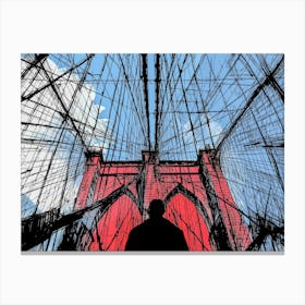 Comic,Comic Style,Nyc,New York, Brooklyn Bridge,,Art Work, Art, Comic Book, Digital Work,Digital Art, Canvas Print