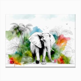 Elefant In The Forest 1 Canvas Print