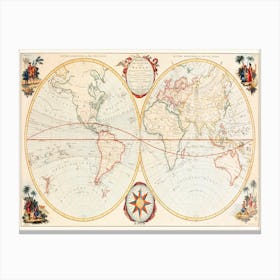 Bowles New Pocket Map Of The World Canvas Print