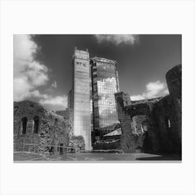 Ruins Of A Castle against the modern Canvas Print