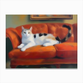 Cat On Couch 3 Canvas Print