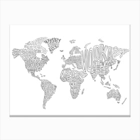 World Booze Map Canvas Print