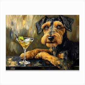 Airedale Welshie At The Bar 6 Canvas Print