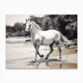 A Horse Oil Painting In Ao Nang Beach, Thailand, Landscape 2 Canvas Print