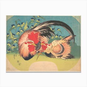 Rooster, Hen And Chicken With Spiderwort (1830–3183), Katsushika Hokusai Canvas Print