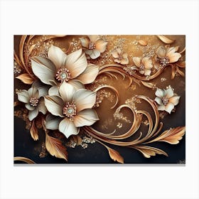 Gold And White Flowers 4 Canvas Print