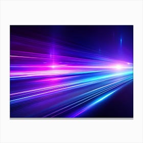 Abstract Background Of Blurred Neon Lights In Blue And Pink Hues, Suggesting Speed, Movement, And A Futuristic Atmosphere Canvas Print