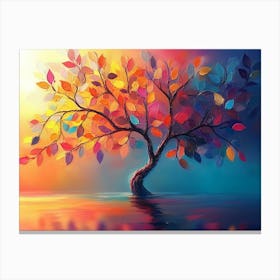 Elegant Colorful Tree With Vibrant Leaves Hanging Branches 1 Canvas Print