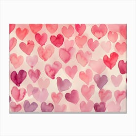 Watercolor Hearts Canvas Print