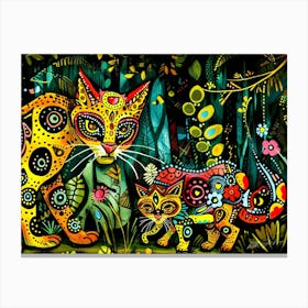 Serengeti Wild Cat 3 - Serengeti Cat Batik Canvas Print