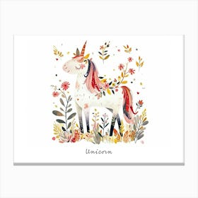 Little Floral Unicorn Poster Canvas Print