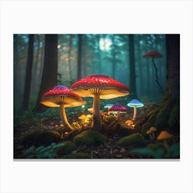 Magical gloving Mushroom Forest 4 Canvas Print