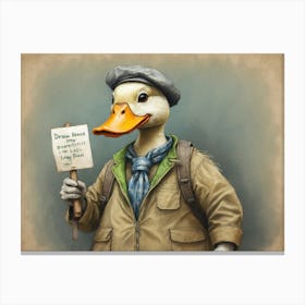 Duck Holding Sign Canvas Print