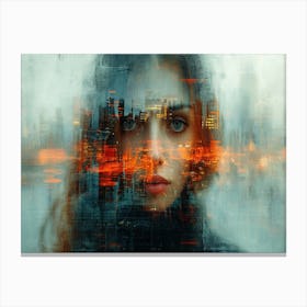 Temporal Resonances: A Conceptual Art Collection. Abstract Portrait Of A Woman Canvas Print