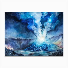 A Dramatic Poster Of The Blue Fire Phenomenon From Canvas Print