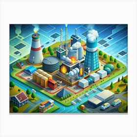 Isometric View Of A Power Plant Canvas Print