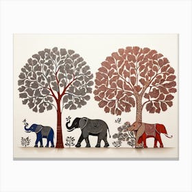 Default Traditional Gond Art From India Of Elephants And Trees 1 (1) Canvas Print