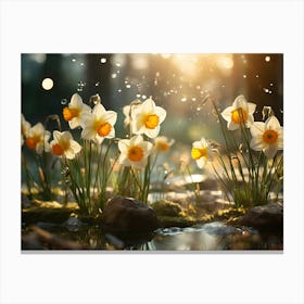 Daffodils In The Forest Canvas Print