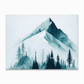 Mountain And Forest In Minimalist Watercolor Horizontal Composition 186 Canvas Print