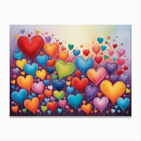 Colorful Hearts Canvas Print