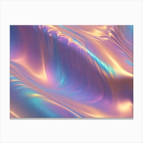 Abstract Image Of A Flowing, Iridescent Surface With Shades Of Pink, Blue, And Yellow, Resembling Liquid Or Metallic Material Canvas Print