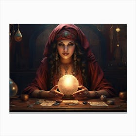 Witch With A Crystal Ball Canvas Print