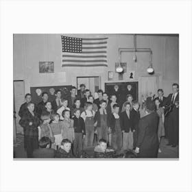 Schoolchildren, Directed By Their Music Teacher, Sing At The Pie Supper,Mcintosh County, Oklahoma See General Captio Canvas Print