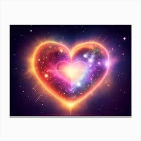 A Colorful Glowing Heart On A Dark Background Horizontal Composition 13 Canvas Print