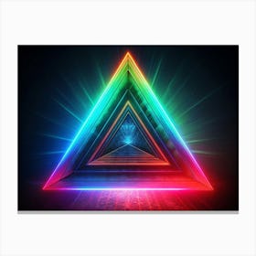 Neon Triangle With Glowing Lights Canvas Print