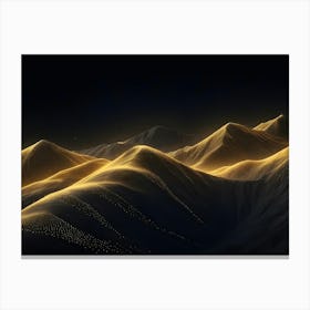 An Abstract And Minimalist Image Of Golden Mountains Against A Dark Background, Creating A Sense Of Depth And Mystery Canvas Print