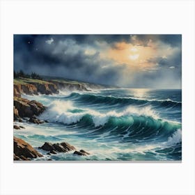 Waves of Power, Crashing Majesty Ocean Waves Canvas Print