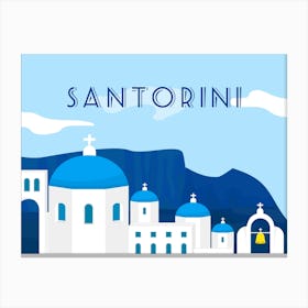 Greece, Santorini — Retro travel minimalist poster 7 Canvas Print