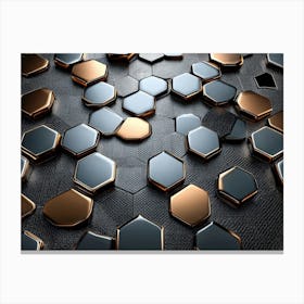 Abstract Black And Gold Hexagons Canvas Print