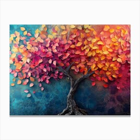 Elegant Colorful Tree With Vibrant Leaves Hanging Branches 5 Canvas Print