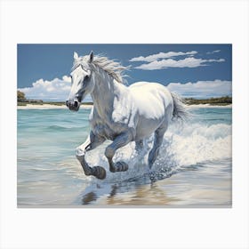A Horse Oil Painting In Grace Bay Beach Turks And Caicos Islands, Landscape 2 Canvas Print